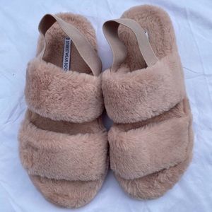 Pink Slipper Sandals with Faux Fur SIZE 9 WOMEN